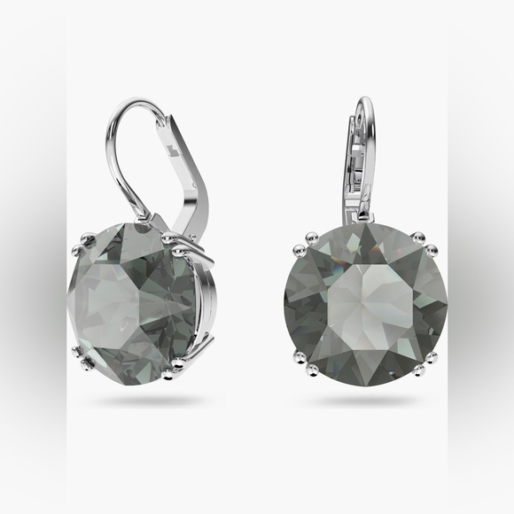 New SWAROVKI Millenia Round Crystal Drop earrings - Charcoal - Picture 2 of 3